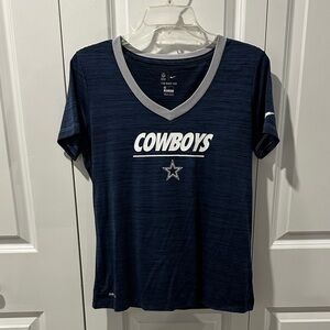 Nike Cowboys Navy and Gray V-Neck Tee